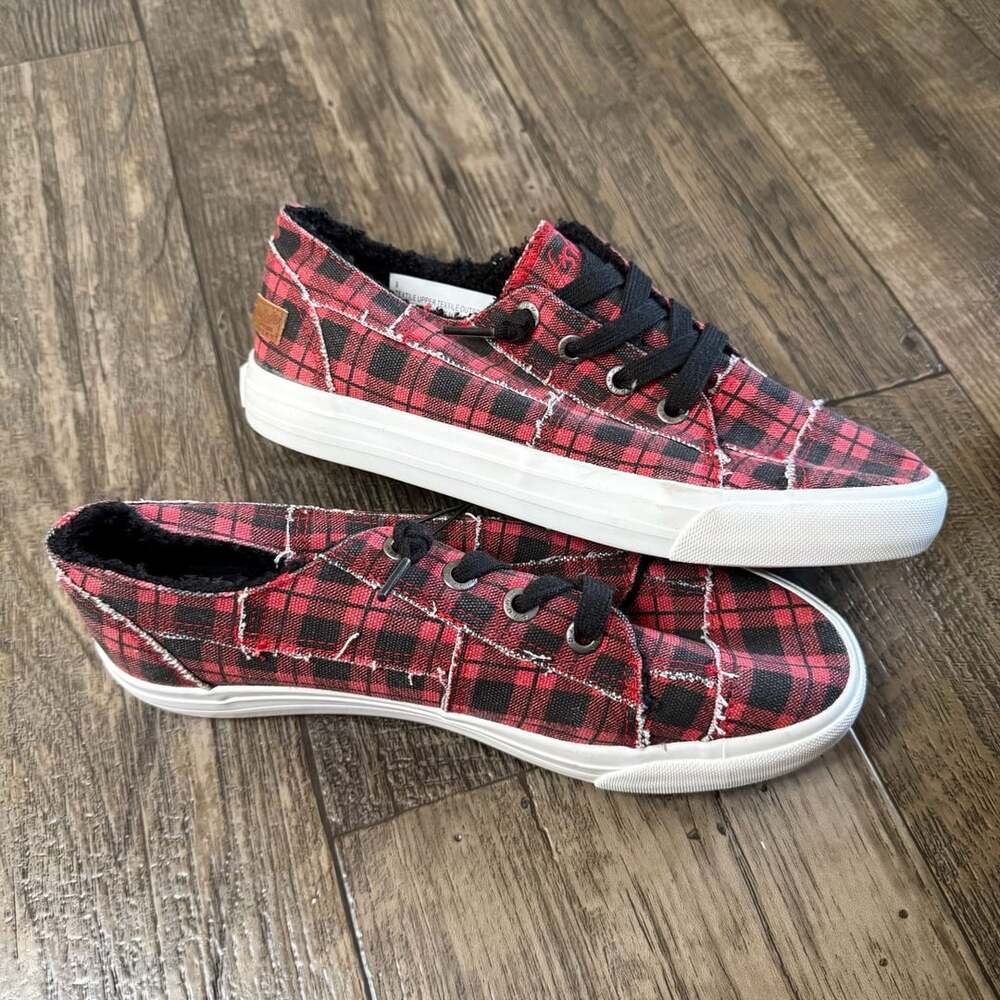 Blowfish Marley Sneaker Red Buffalo Check Plaid Size 9